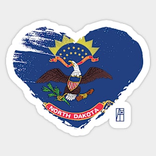 U.S. State - I Love North Dakota - North Dakota Flag Sticker